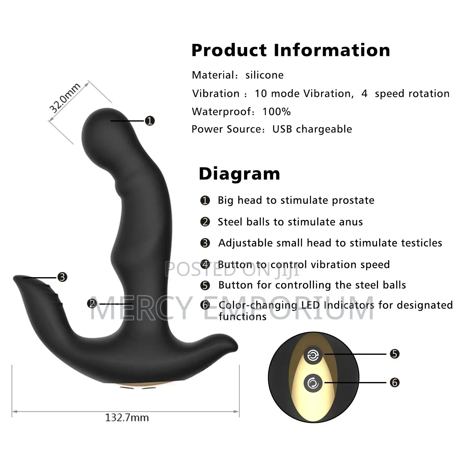 Prostate Massager 360 Rotation 10 Vibration Anal Plug