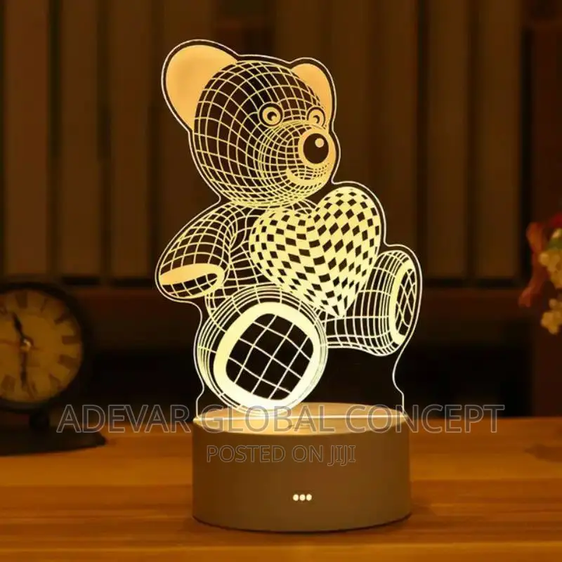 LED Table Lamp 3D Acrylic Dinosaur Bear USB Powered Night Li