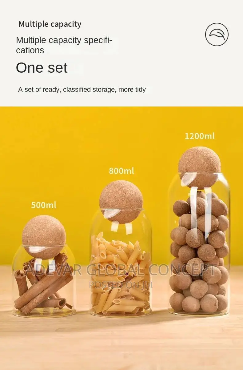 Round Ball Cork Stopper Sealed Jar Set Transparent Sealed