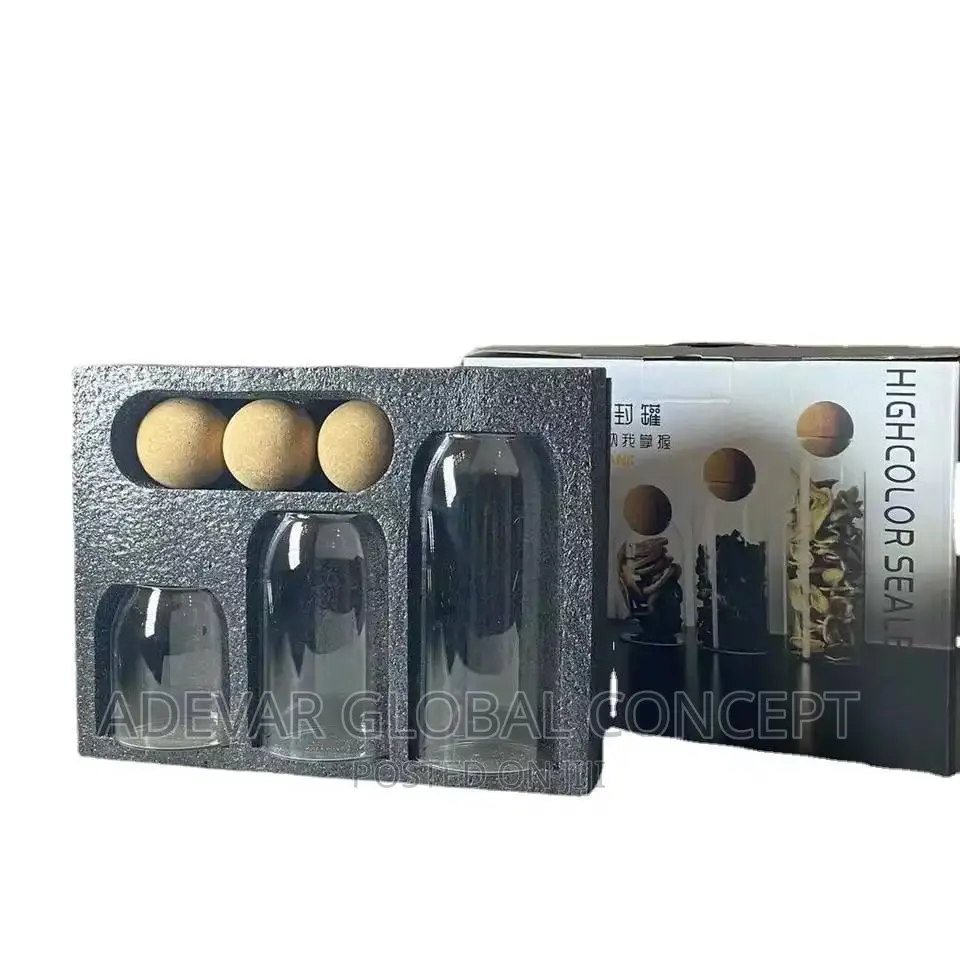 Round Ball Cork Stopper Sealed Jar Set Transparent Sealed