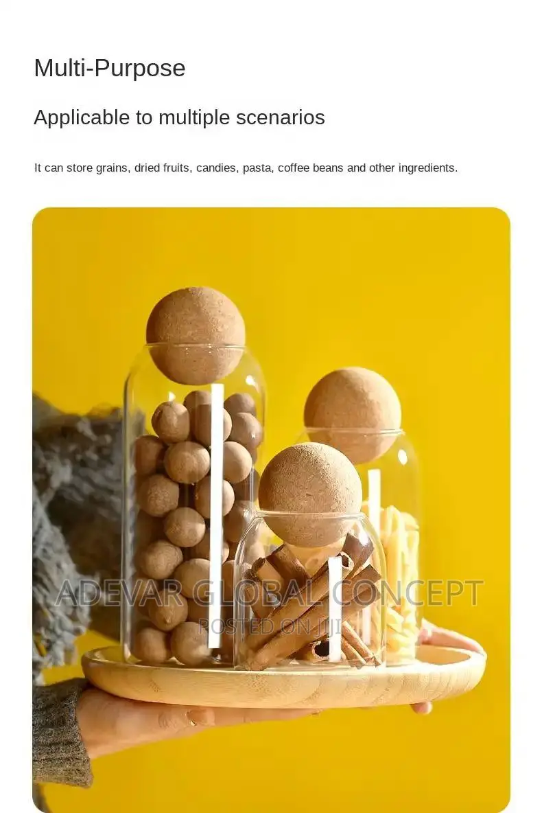 Round Ball Cork Stopper Sealed Jar Set Transparent Sealed