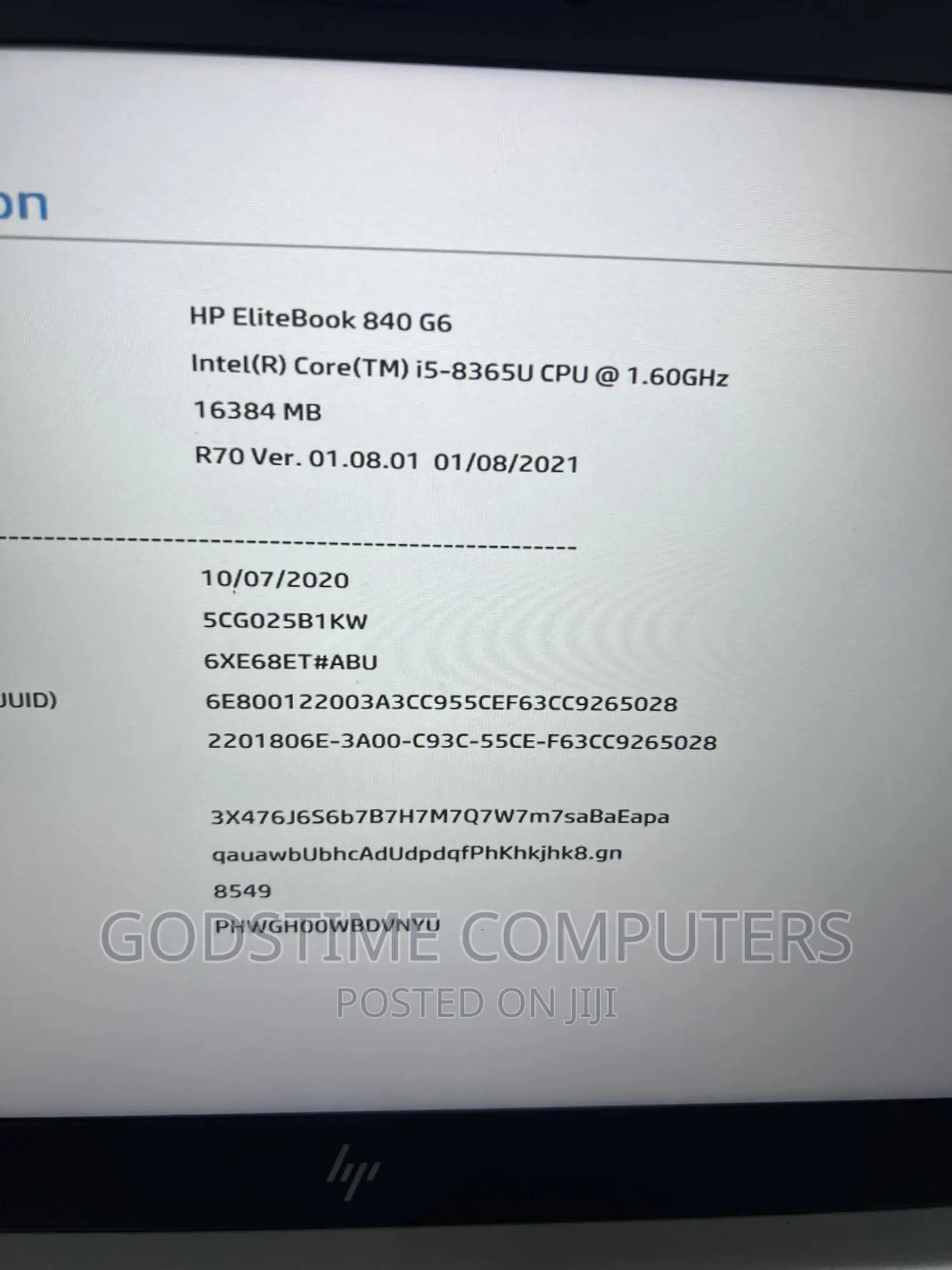 New Laptop HP EliteBook 840 G6 16GB Intel Core I5 SSD 256GB