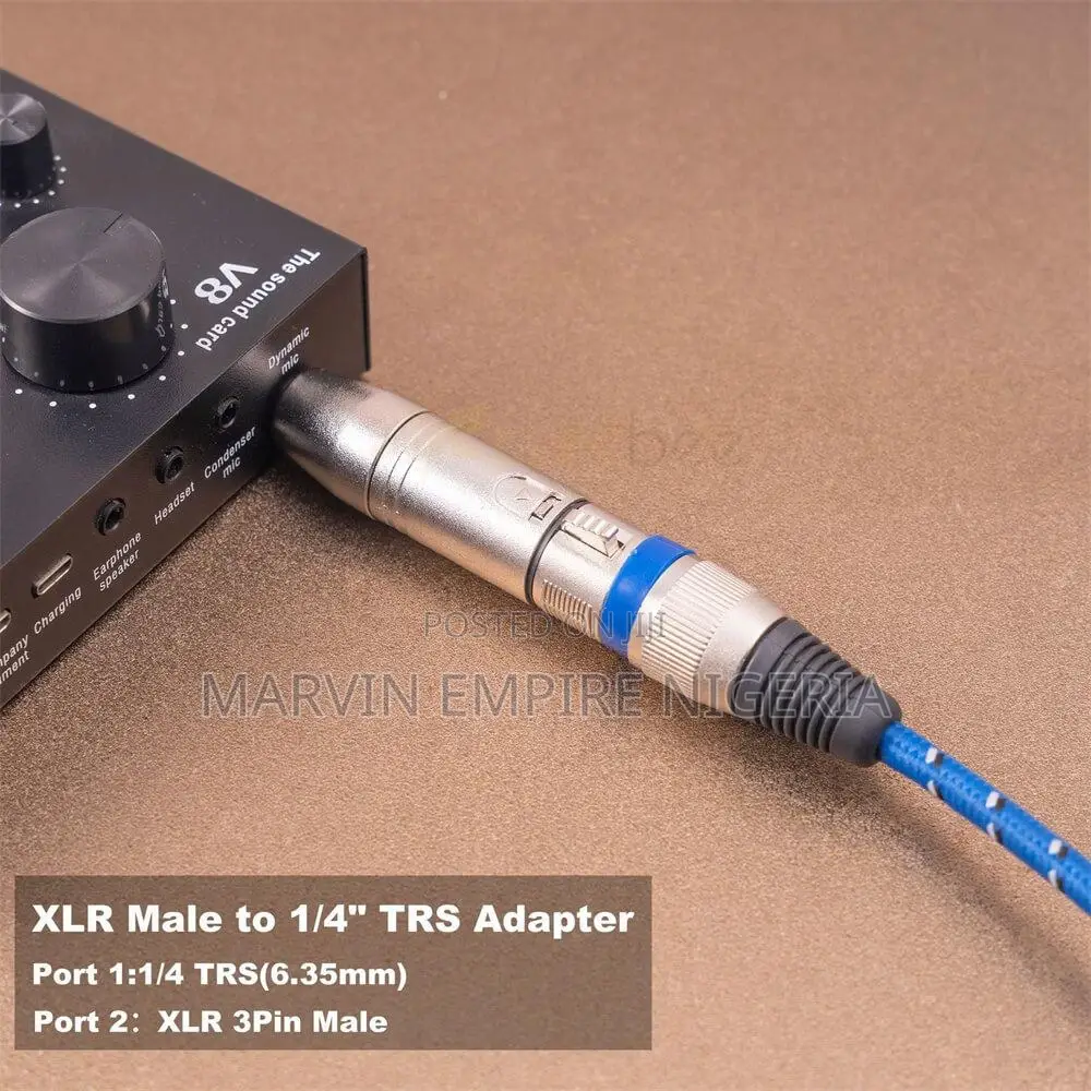6.35mm Male Jack Plug To XLR 3 Pin Male Stereo Mic Adapter