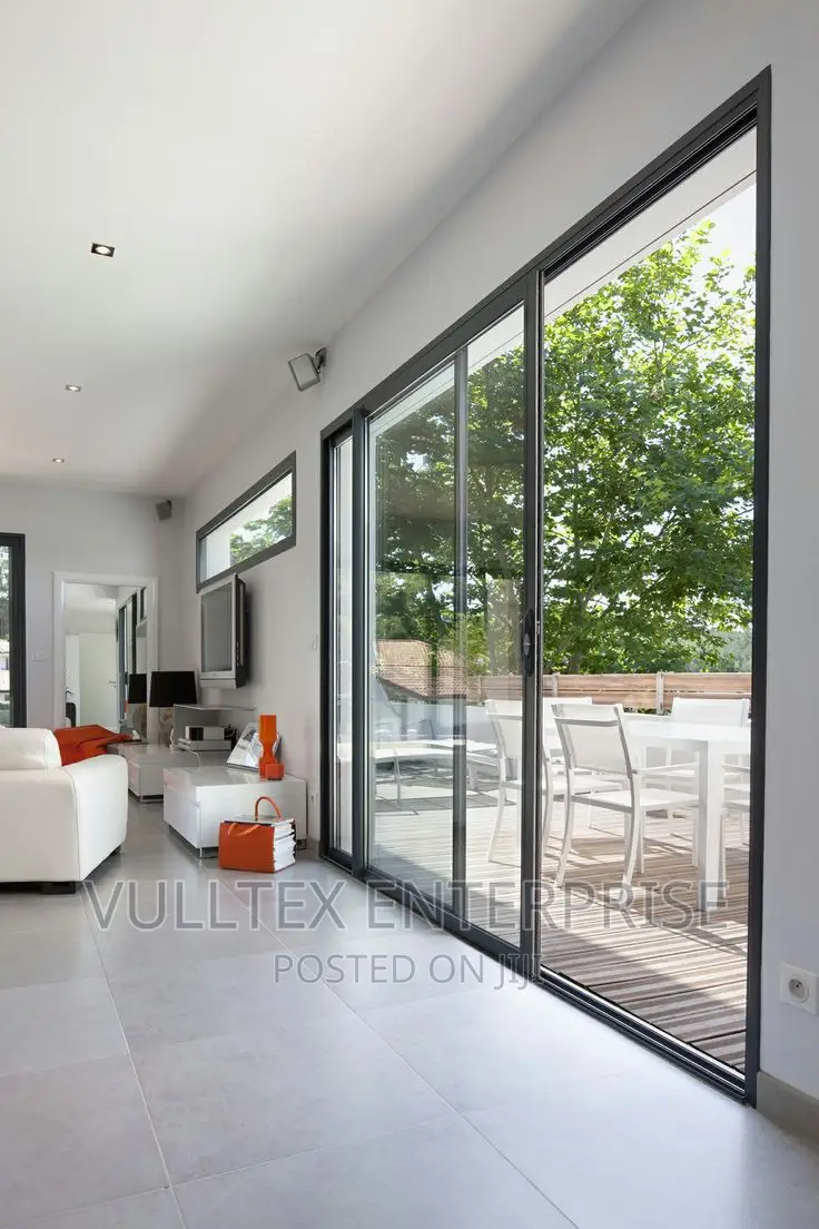 Gray Aluminum Material Glass Door