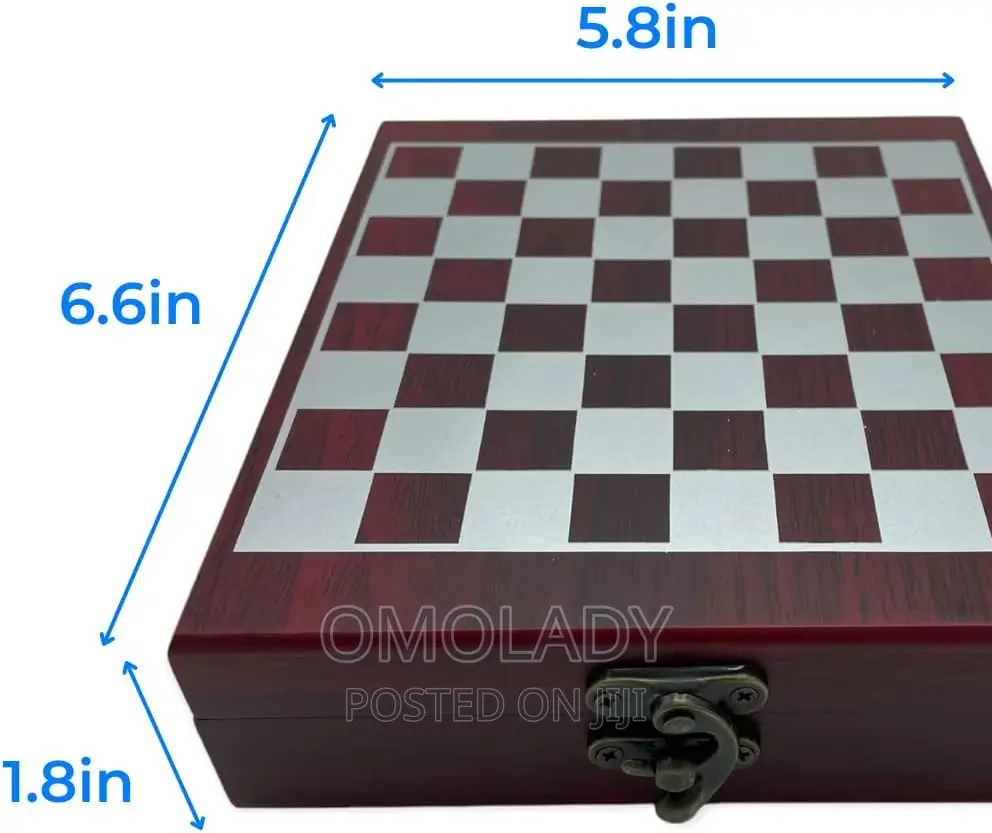 Compact Wooden Case Chess Board With Wine Accessory Kits