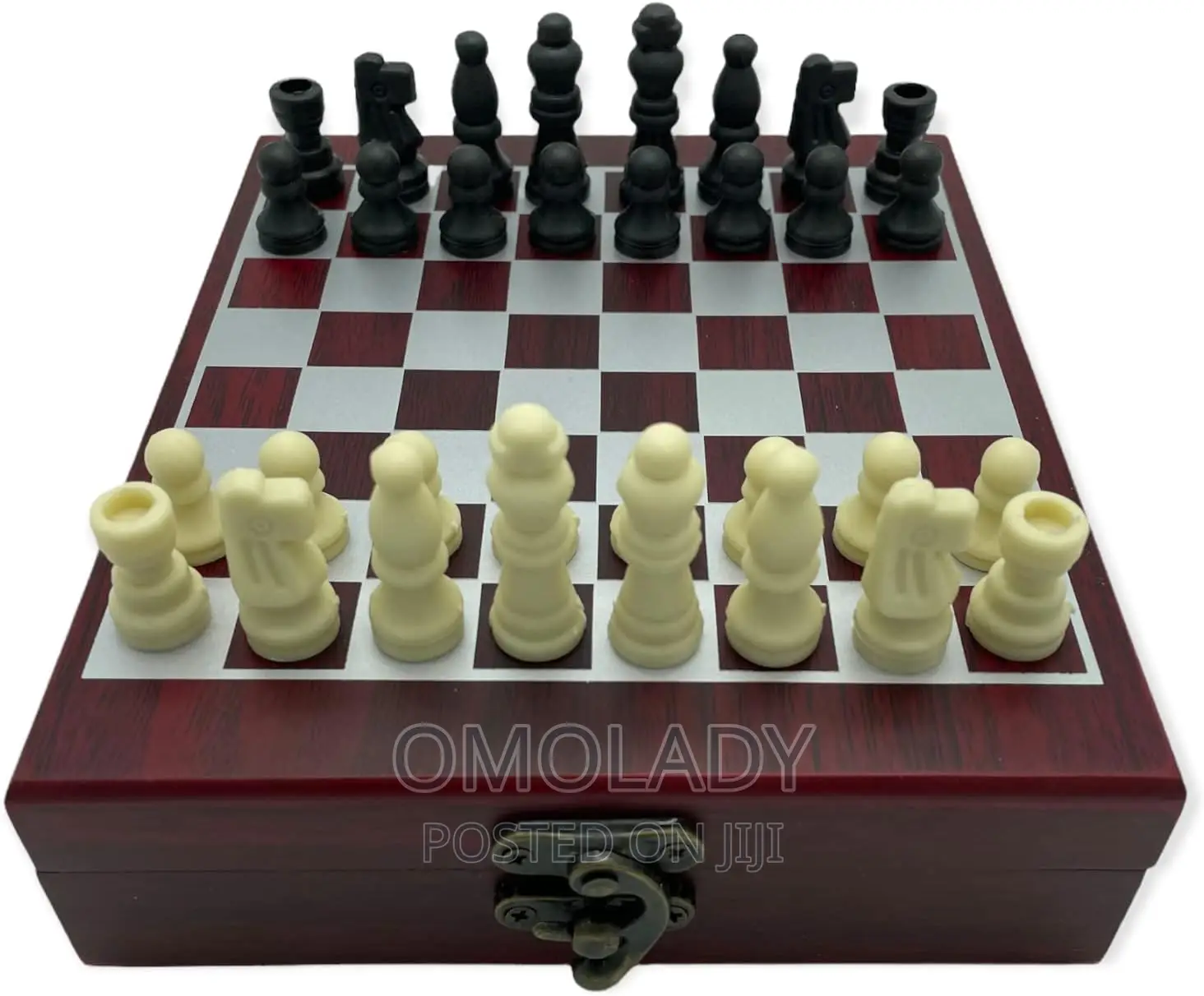 Compact Wooden Case Chess Board With Wine Accessory Kits