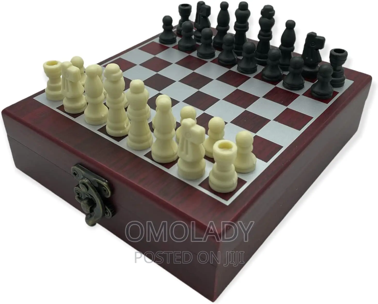 Compact Wooden Case Chess Board With Wine Accessory Kits
