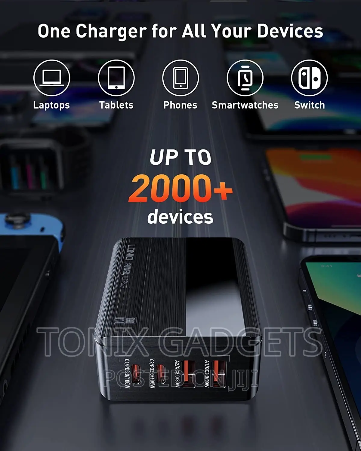 Desktop Charger - Fast Charging 4 Port USB + Voltage Display