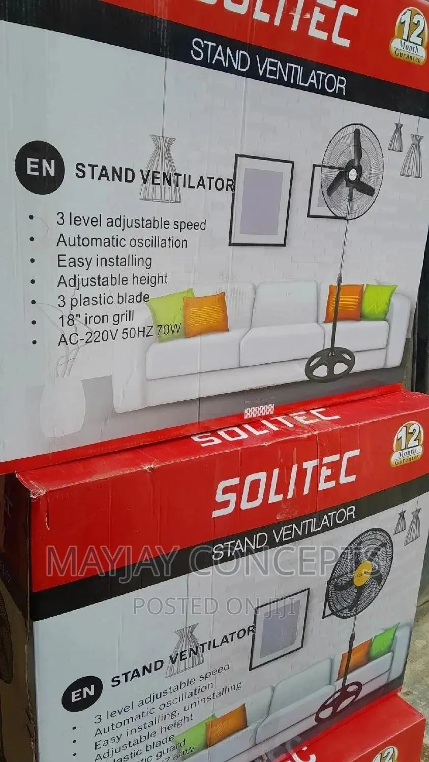 18inches Solitec Standing Fan With 3-Blades-Iron Net