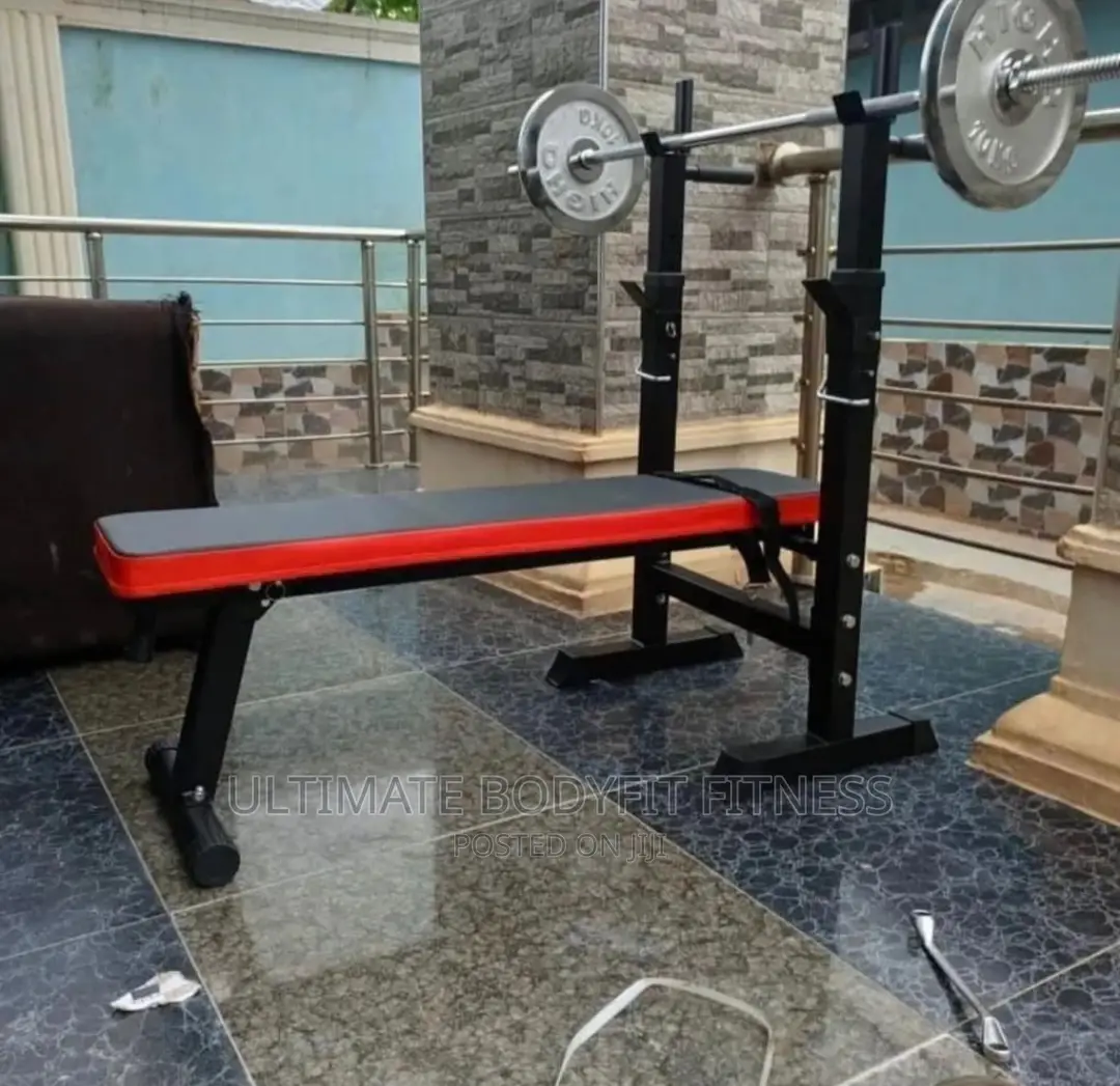 Brand New Weight Bench Press With Pair 50kg Plate Barbell