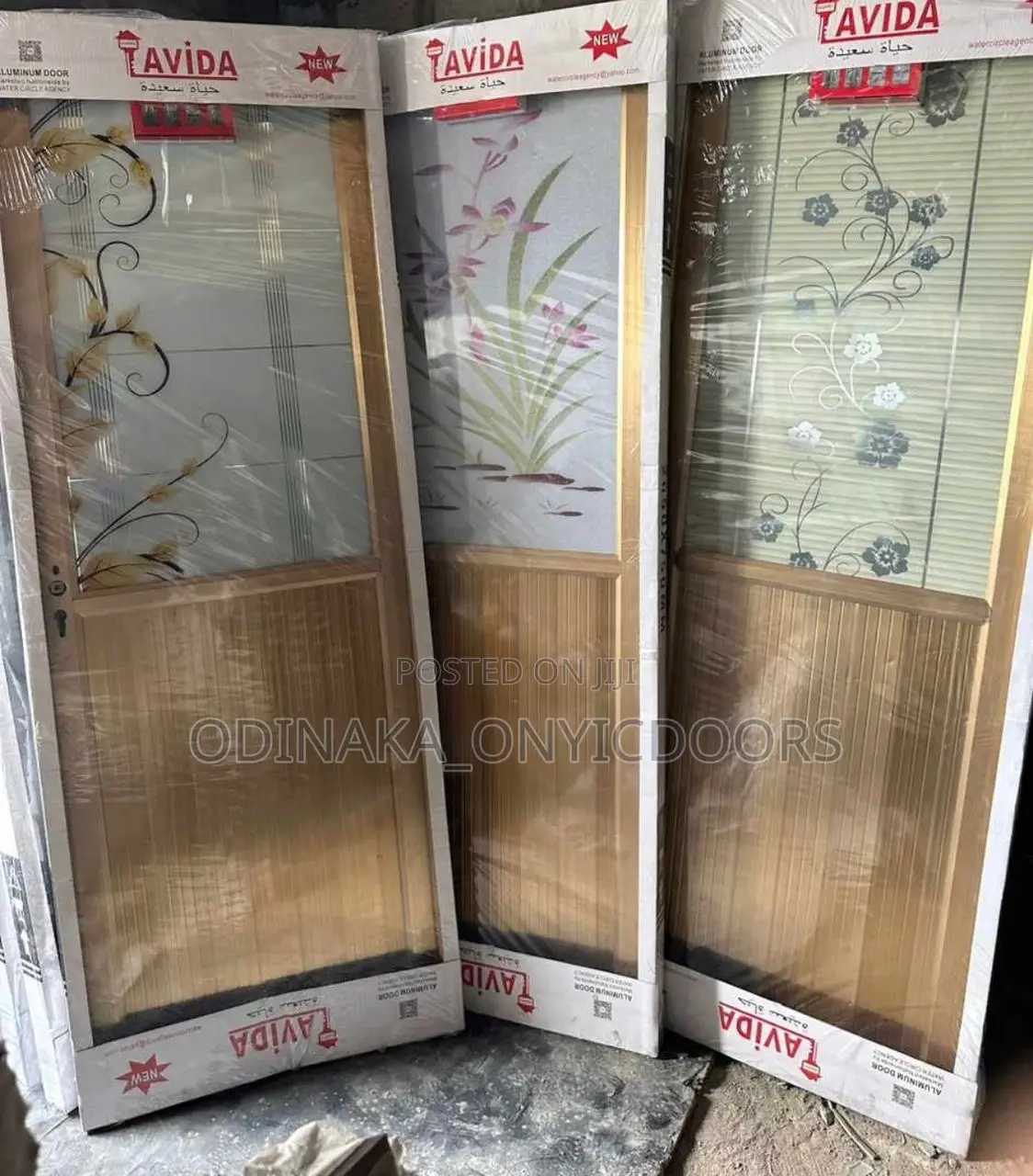 7ft by 2.5ft Gold Aluminum Half Glass Toilet Door
