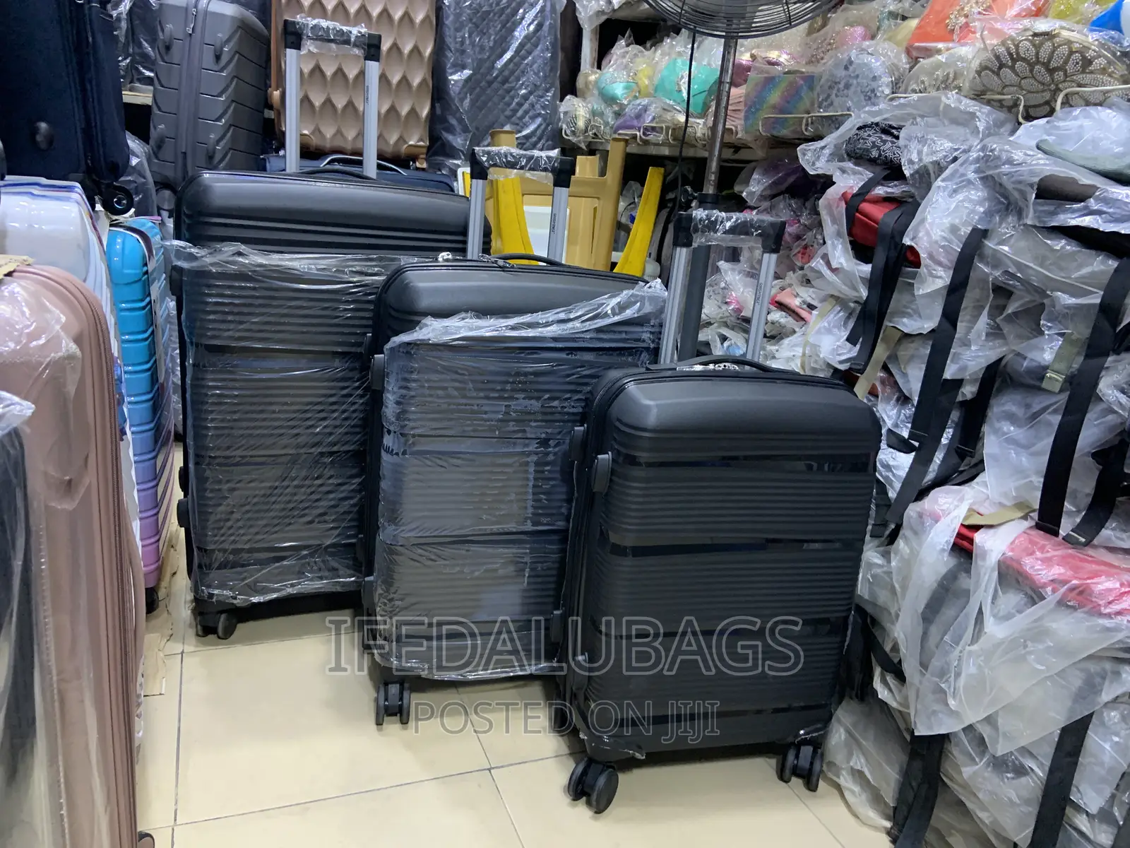Set Of Quality Black Unbreakable Rubber Travel Luggage