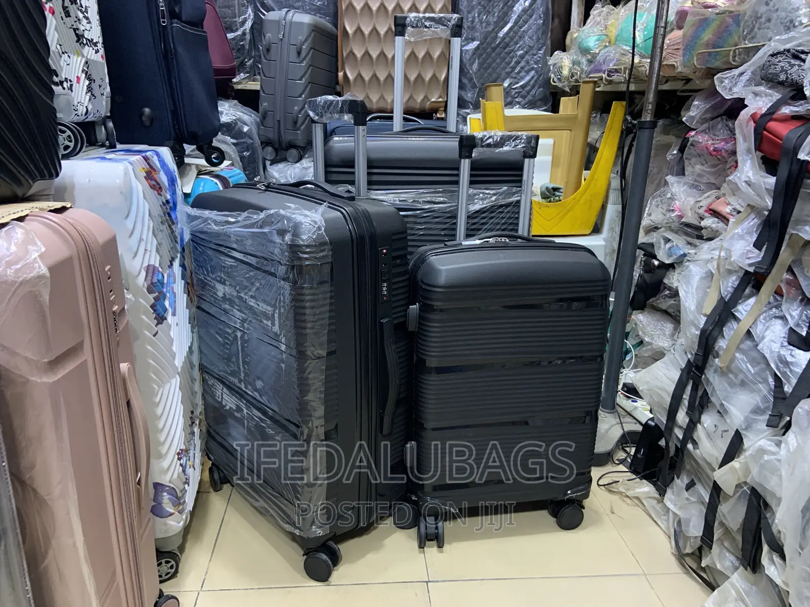 Set Of Quality Black Unbreakable Rubber Travel Luggage