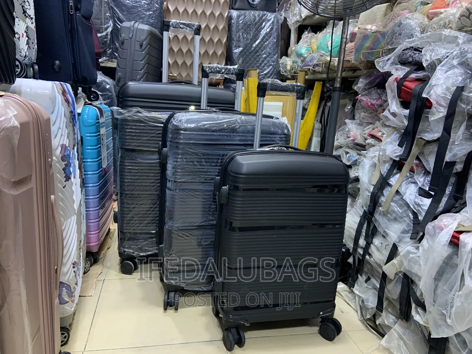 Set Of Quality Black Unbreakable Rubber Travel Luggage