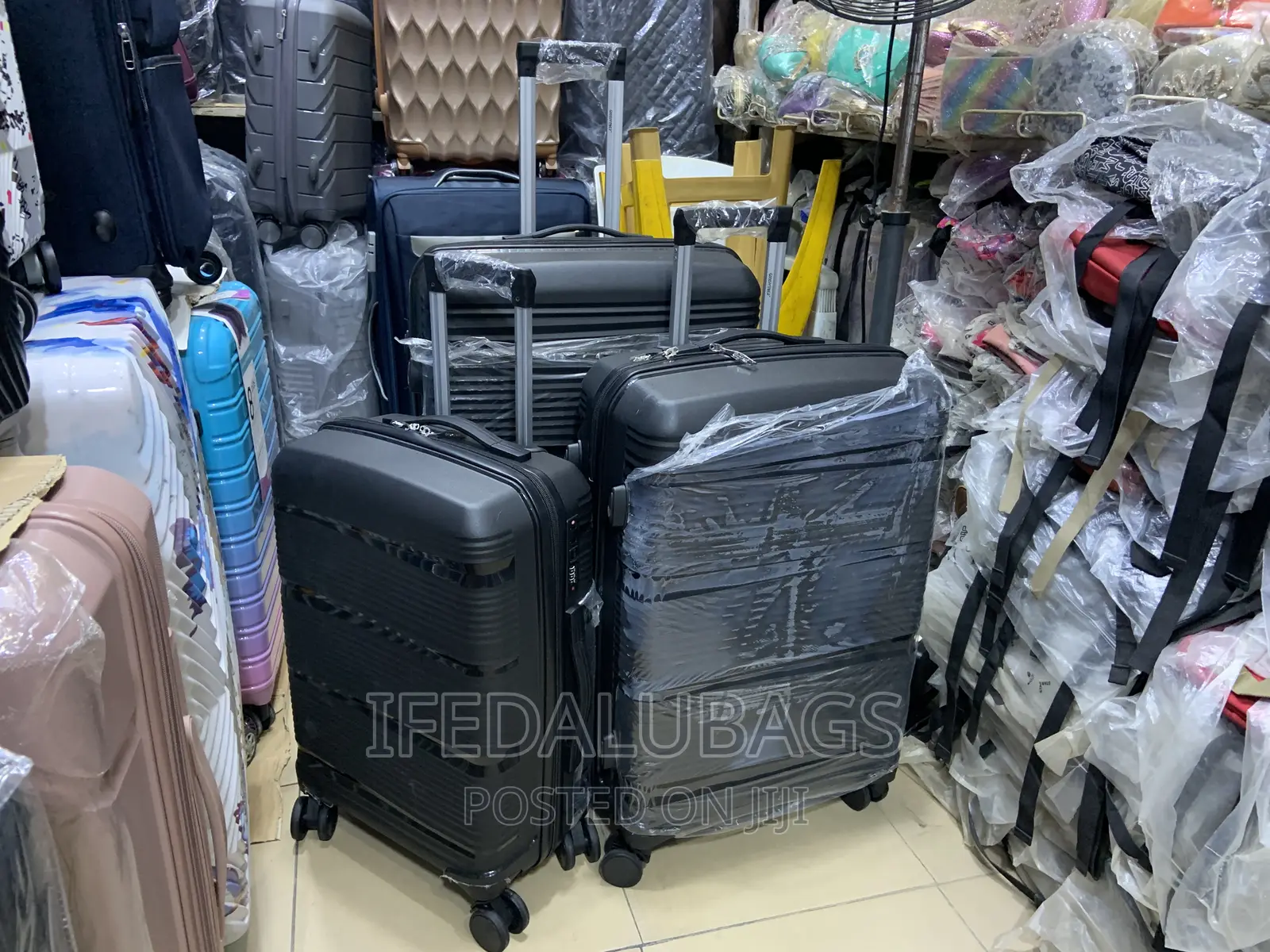 Set Of Quality Black Unbreakable Rubber Travel Luggage
