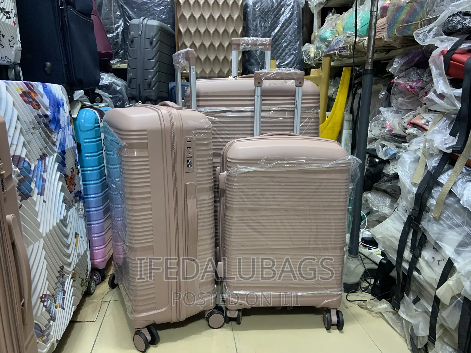 Set of Quality Nude Unbreakable Rubber Travel Luggage
