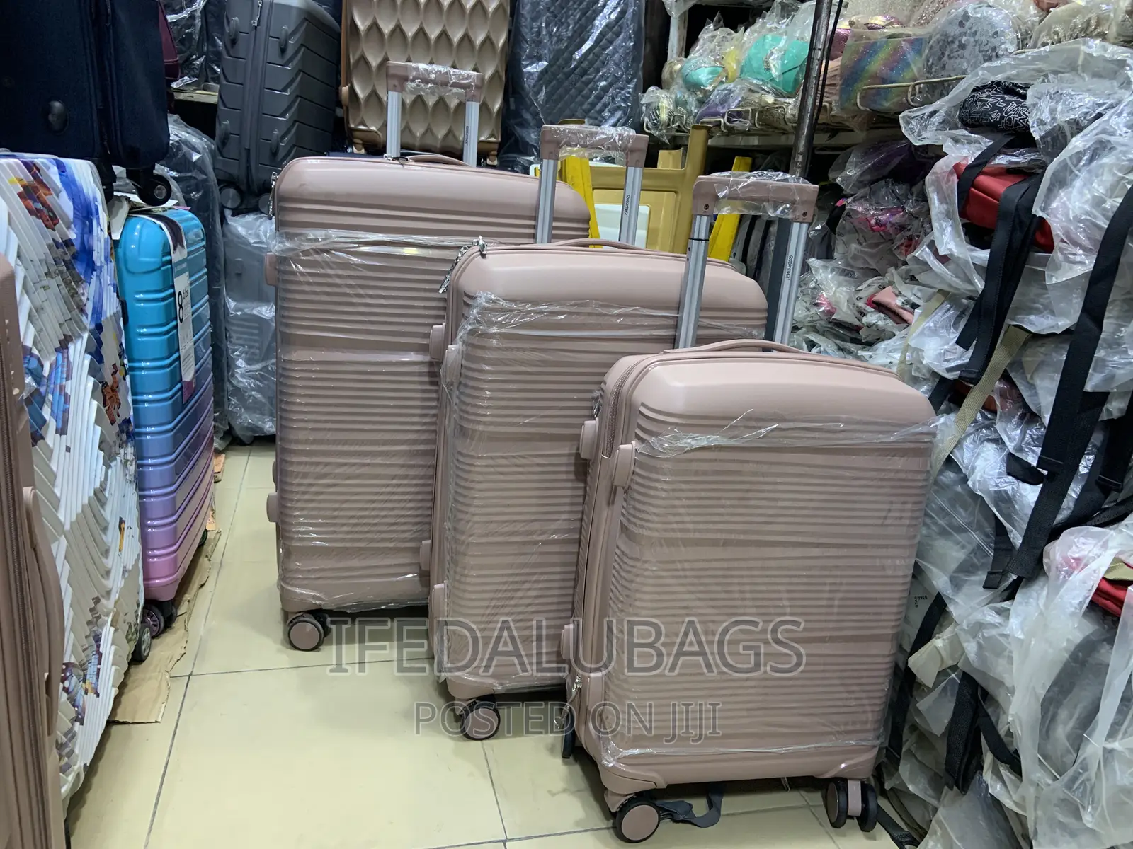 Set of Quality Nude Unbreakable Rubber Travel Luggage