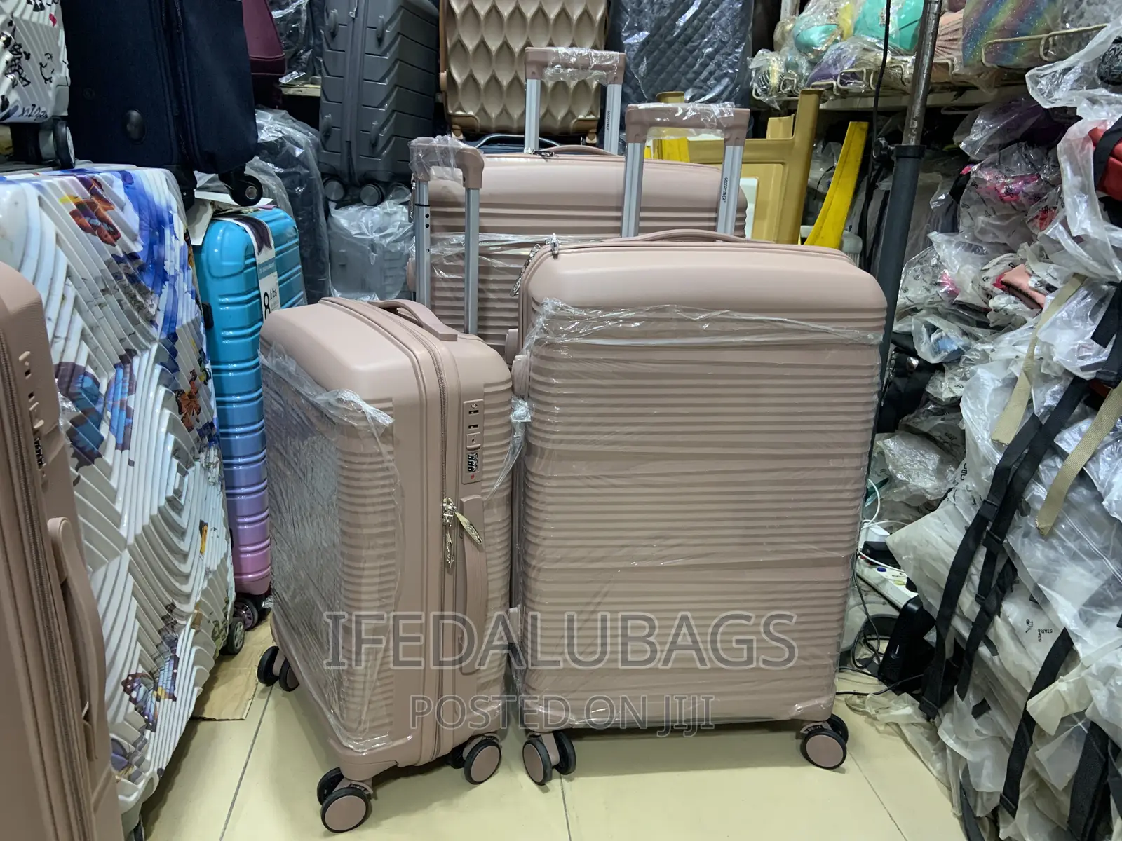 Set of Quality Nude Unbreakable Rubber Travel Luggage