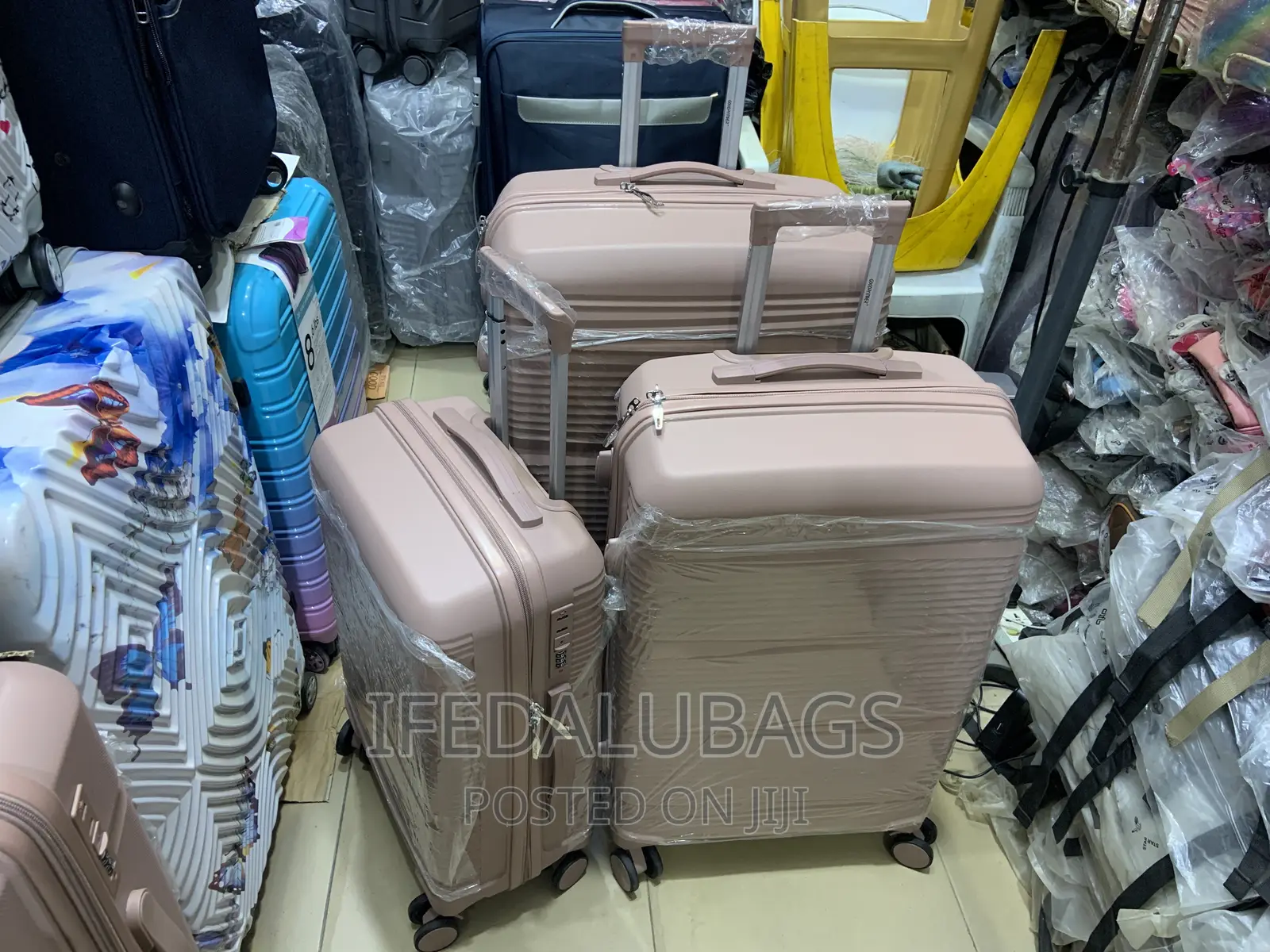 Set of Quality Nude Unbreakable Rubber Travel Luggage
