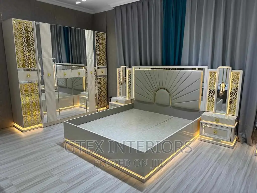 Bed Frame With Dressing Mirror and LED Lights