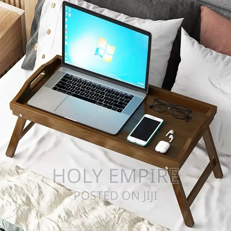 Portable Bamboo Wood Bed Tray Breakfast Home Folding Laptop