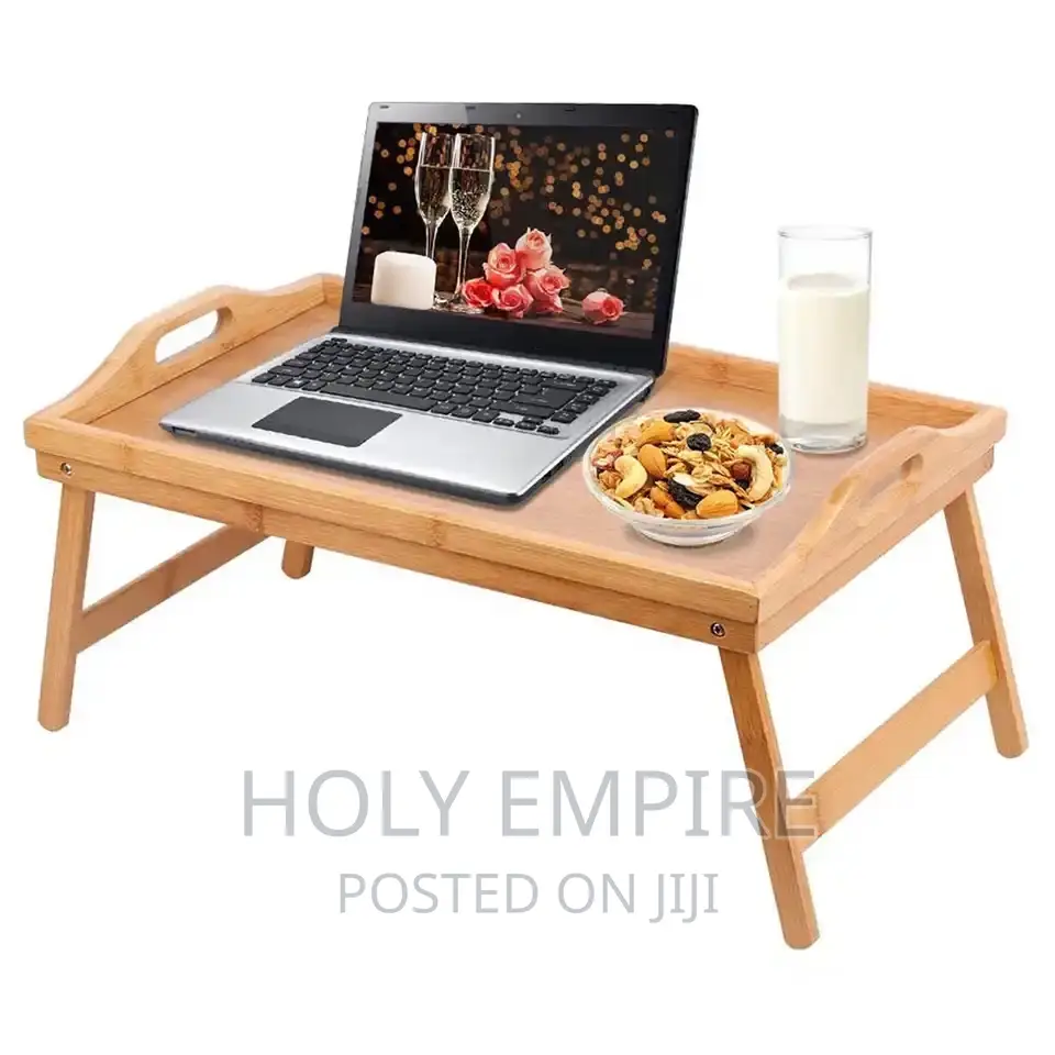 Portable Bamboo Wood Bed Tray Breakfast Home Folding Laptop