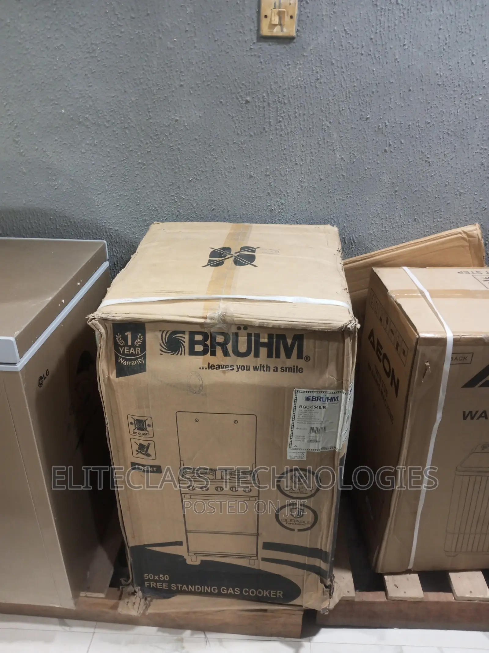Brand New Glass Lip 4 Burner Bruhm Gas Cooker (Bgc-55401b)