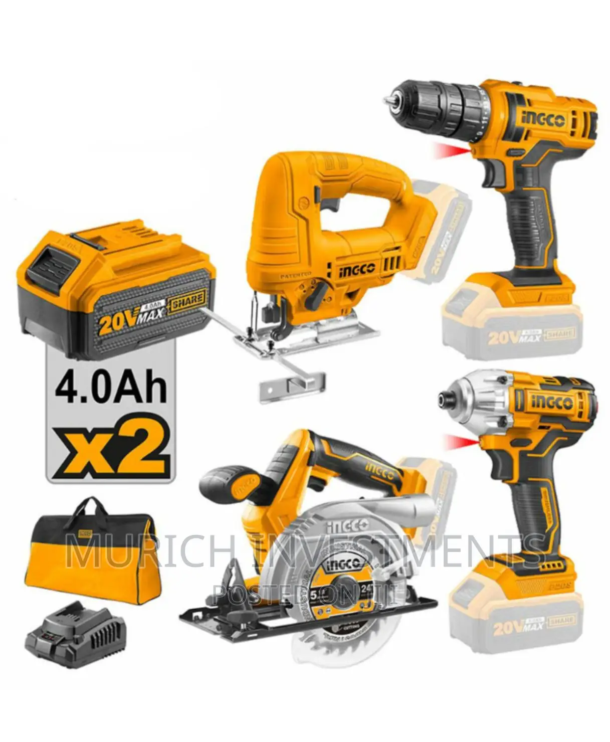 Ingco Lithium-Ion Cordless 4 PCS Combo KIT