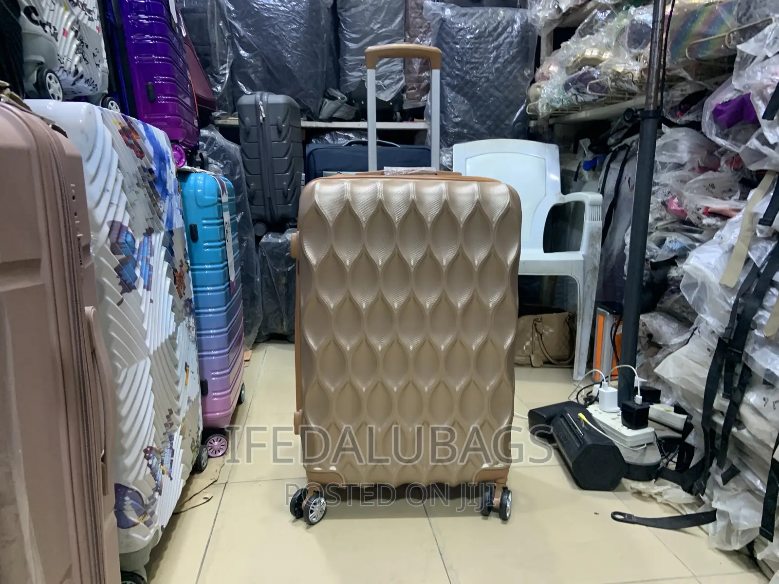 Medium Size Gold Colour Plastic Travel Luggage