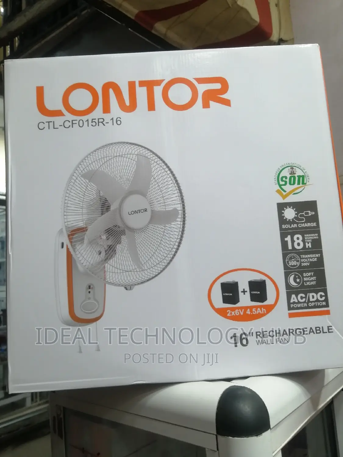 Lonton CTL - CF015R - 16 Inch Rechargeable Wall Fan