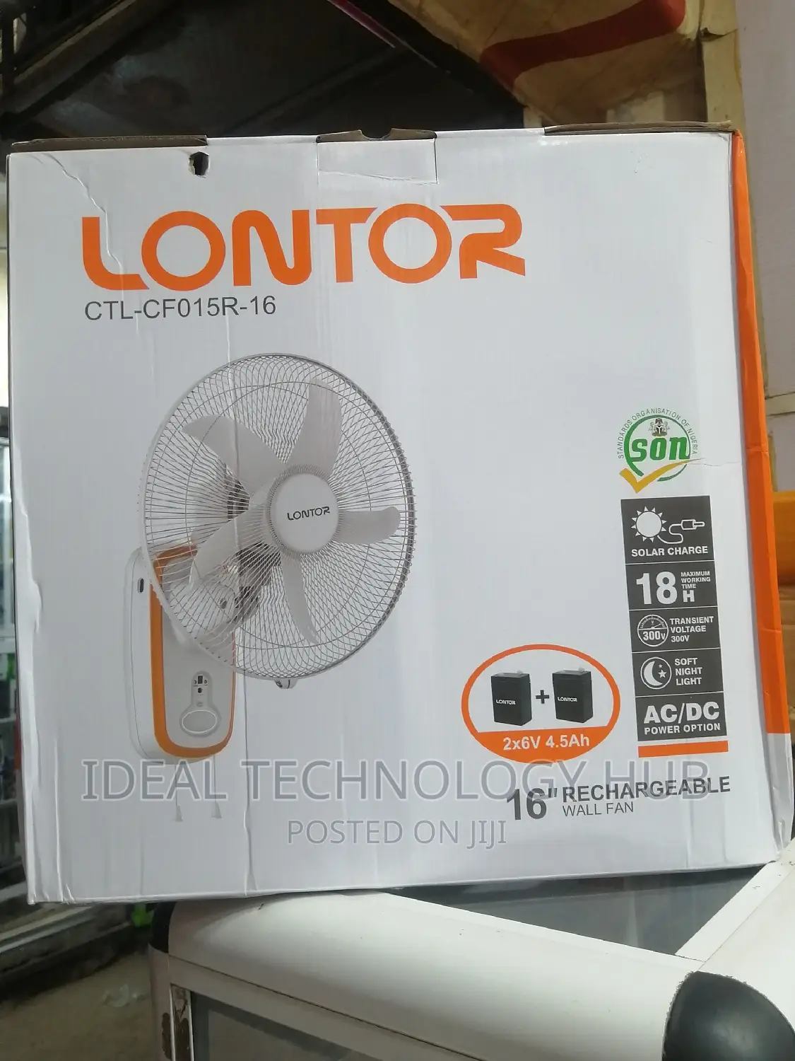 Lonton CTL - CF015R - 16 Inch Rechargeable Wall Fan
