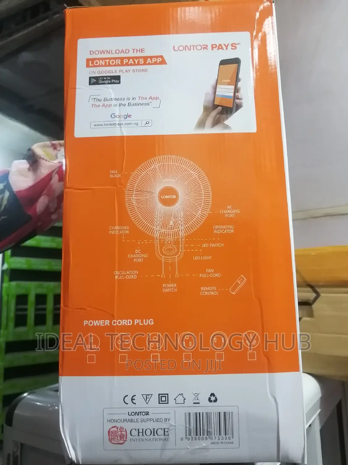 Lonton CTL - CF015R - 16 Inch Rechargeable Wall Fan
