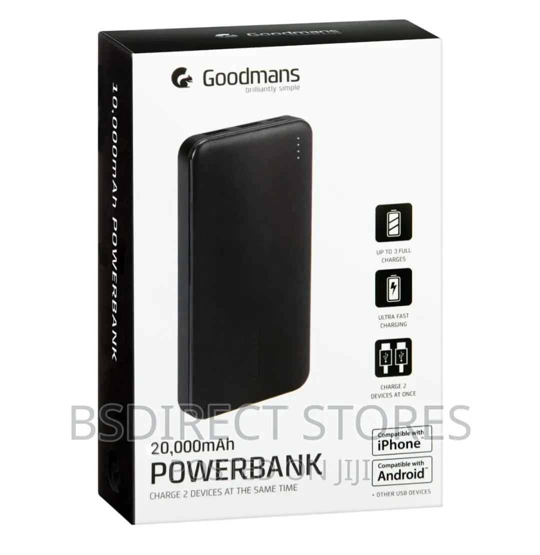 Goodmans High Capacity Ultra Fast Power Bank 20000mah BLACK