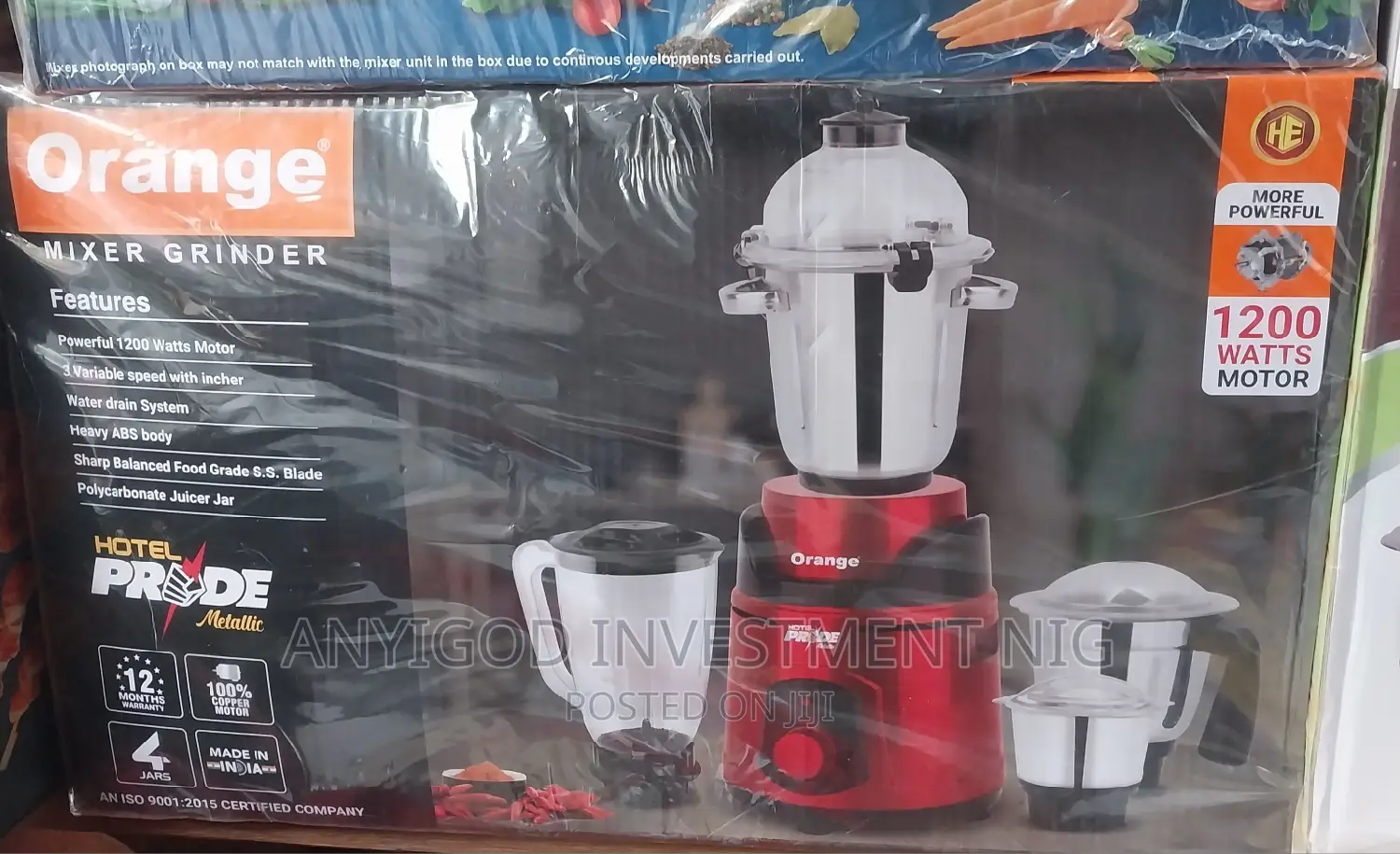 1200watts Orange Mixer Grinder