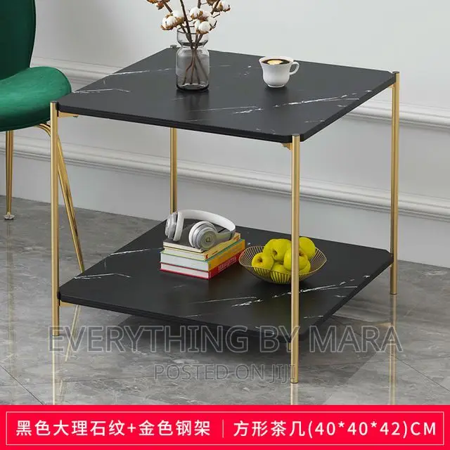 Nordic MDF Wood Faux Marble Side Stool