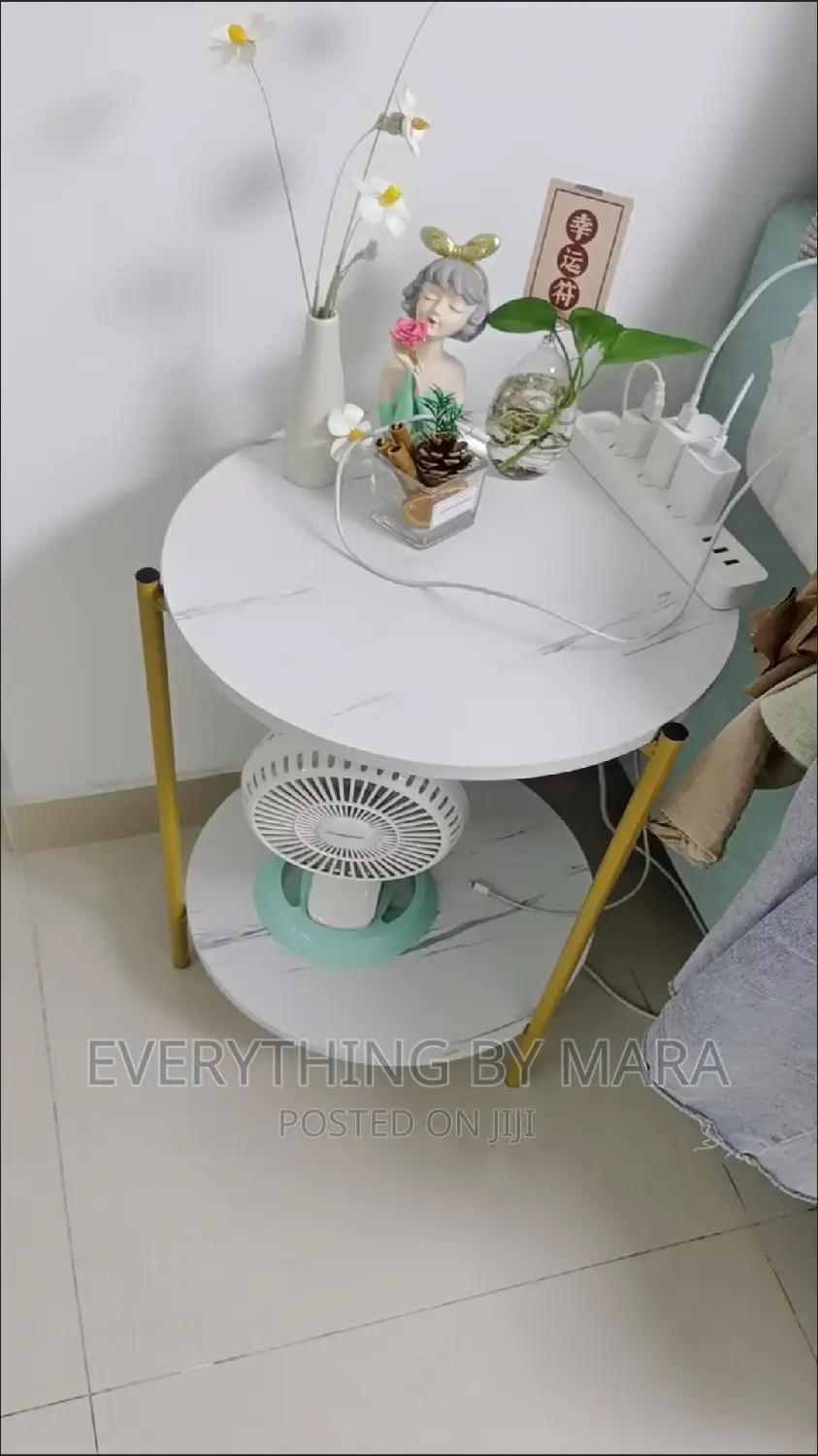Nordic MDF Wood Faux Marble Side Stool
