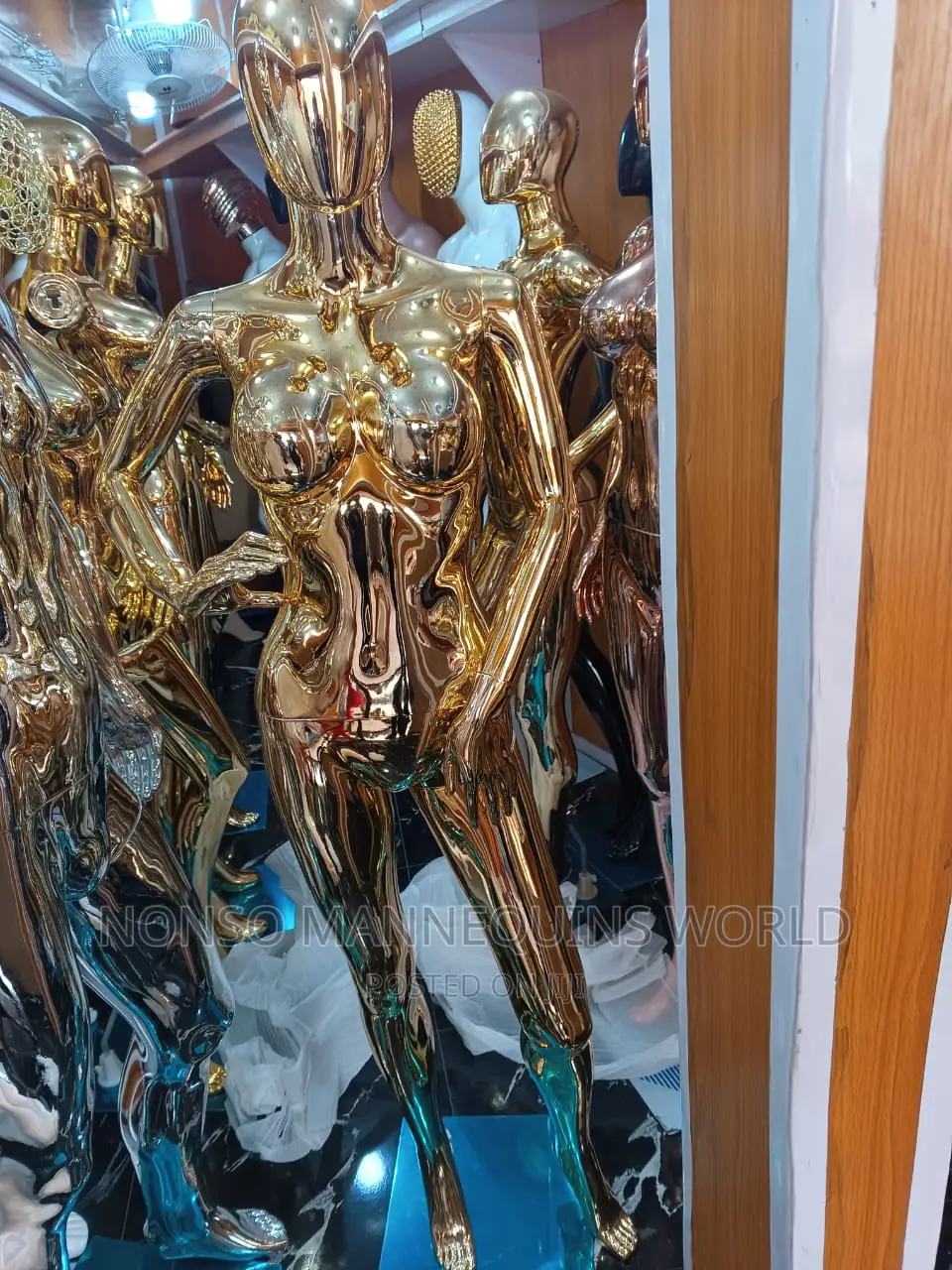 Size 8 Body Big Bust Gold Chrome Female Mannequin