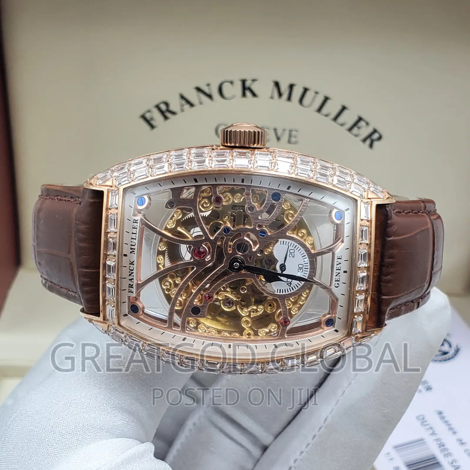 Luxury Frank Muller Solid Leather Wristwatch Rosegold