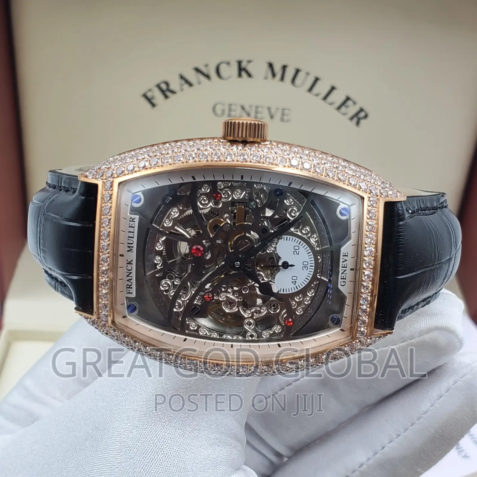 Luxury Frank Muller Solid Leather Wristwatch Rosegold