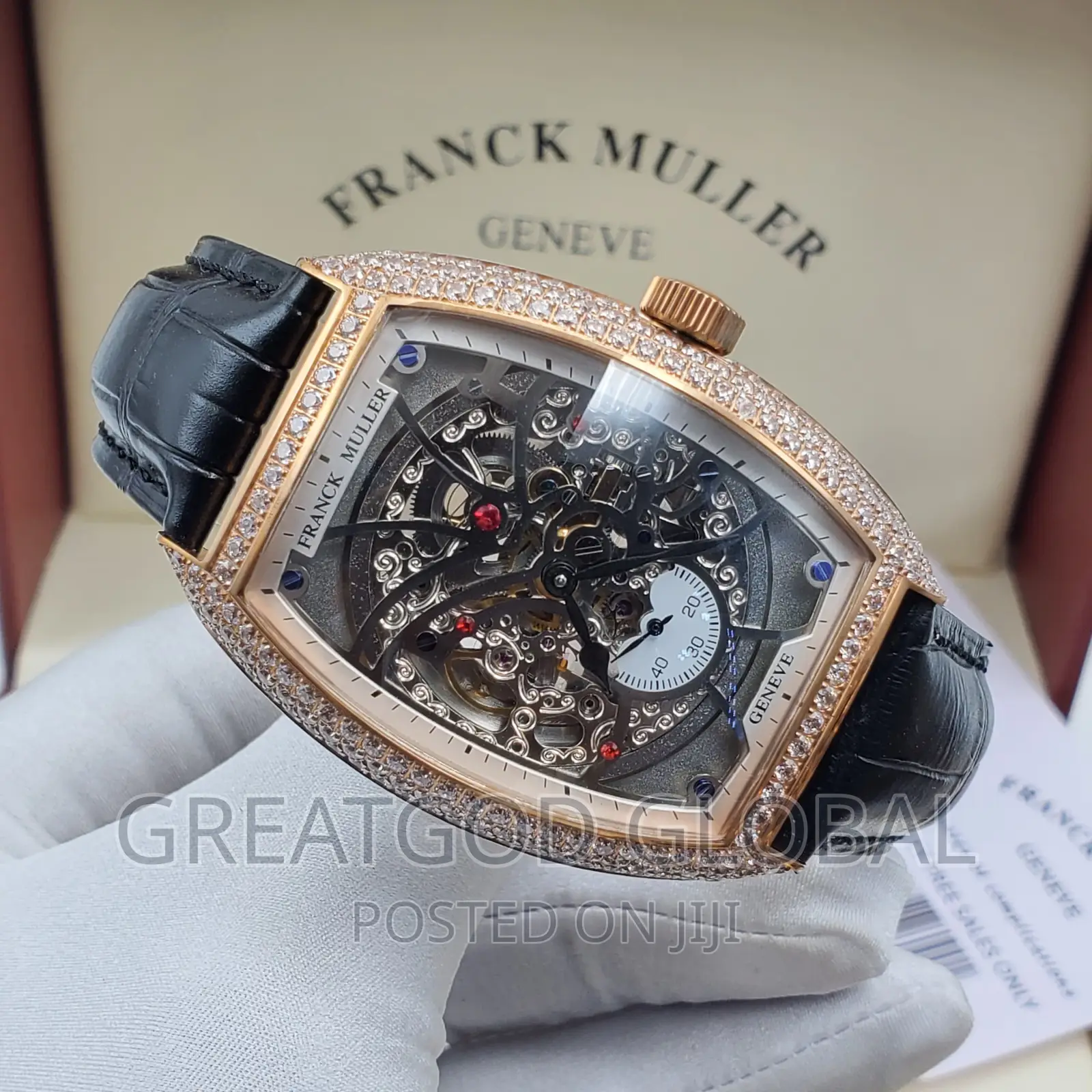 Luxury Frank Muller Solid Leather Wristwatch Rosegold