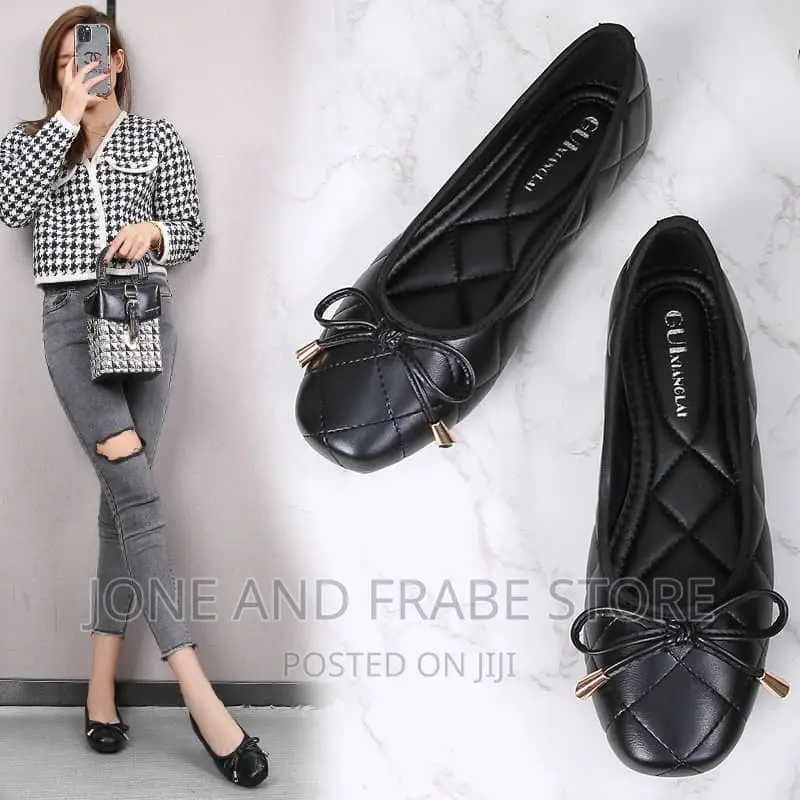 Women Ladies Flat Shoes Leather Ballet