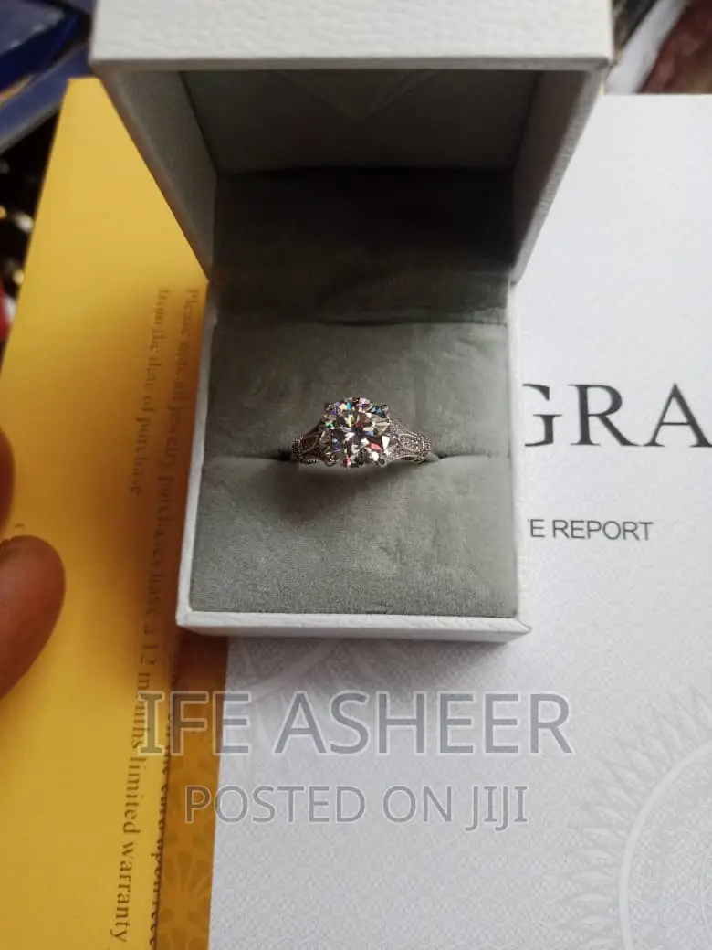 3carat Real Mossanite Diamond Stone Proposal Ring - Silver