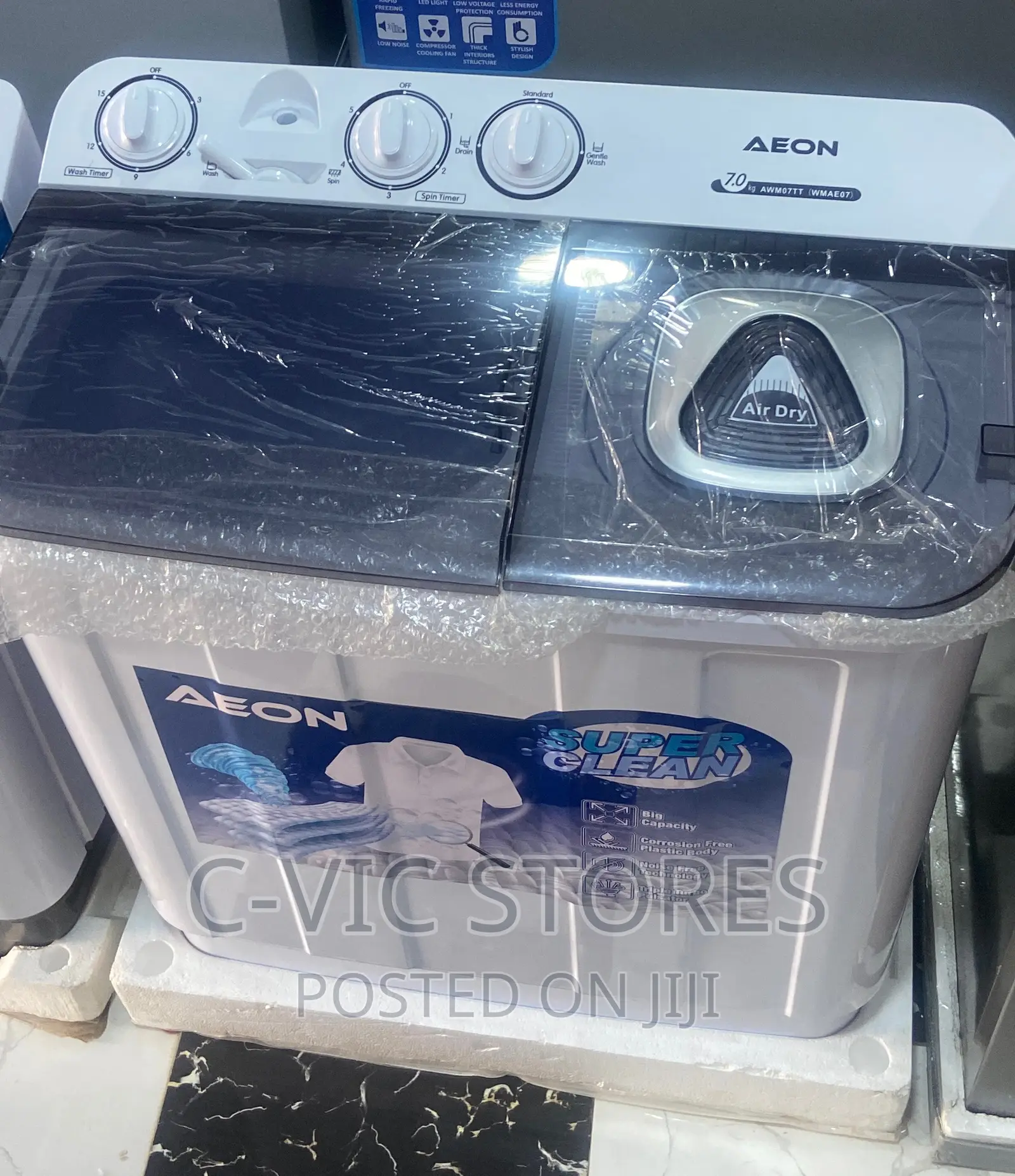 Aeon 7kg Twin Tub Washing Machine- Wash/Spin/Drain