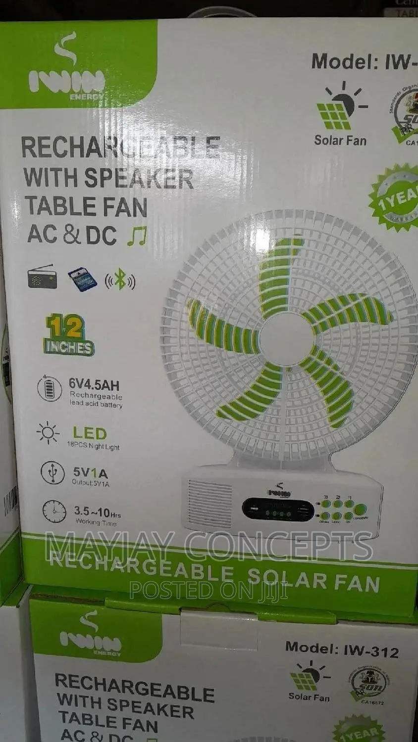12" Iwin Solar Rechargeable Fan With Solar Panel-Mp3,RADIO