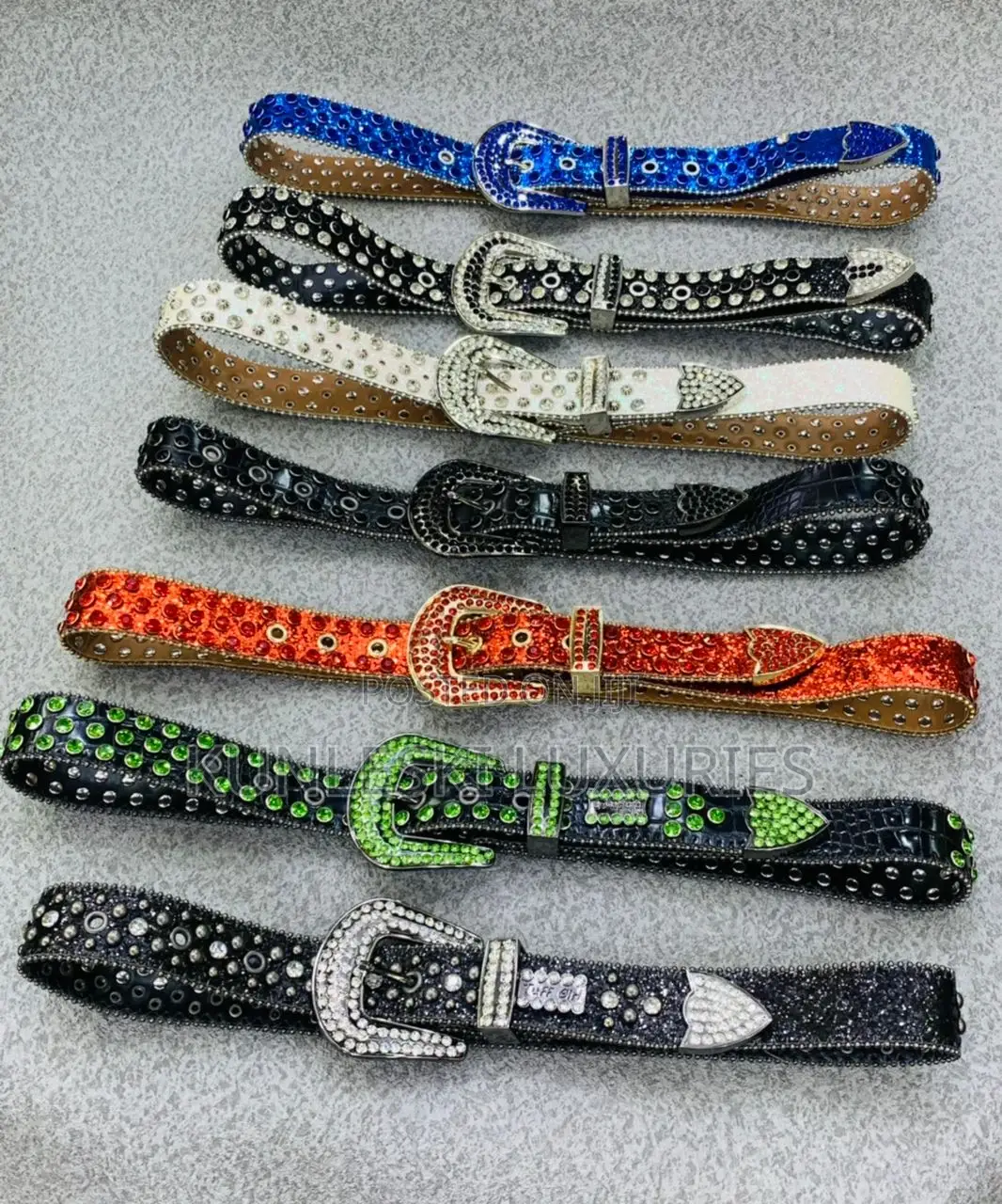 Original Designer Leather Stone Belt Collection Available