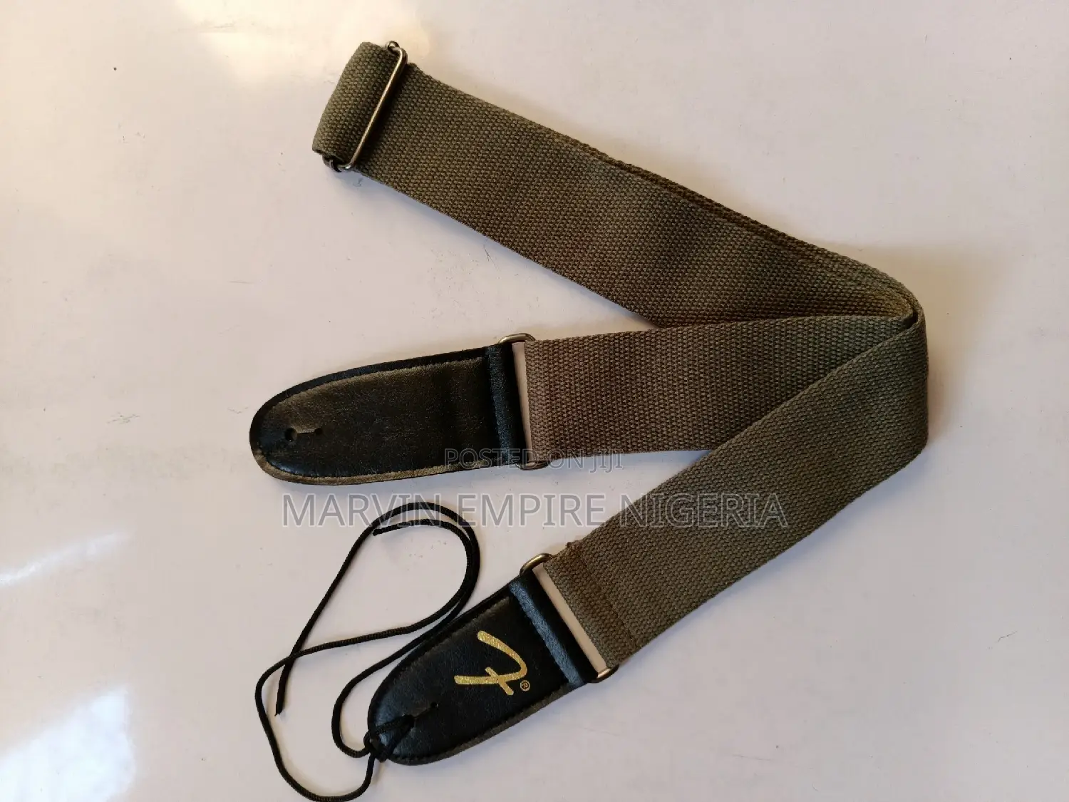 Grey Fender Logo Branded Guitar Strap