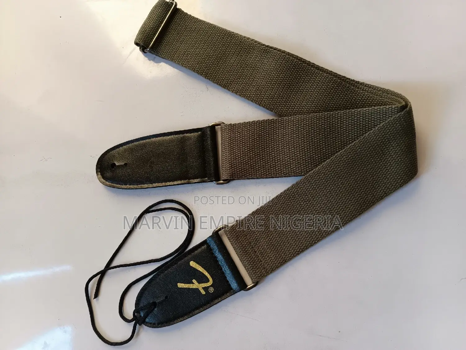Grey Fender Logo Branded Guitar Strap