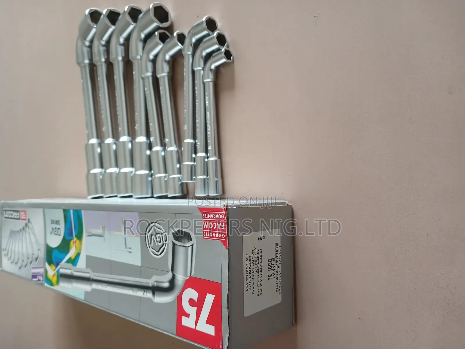 Facom 75.J9pb 9 Piece Metric Angled Socket Wrench Set 8-19mm