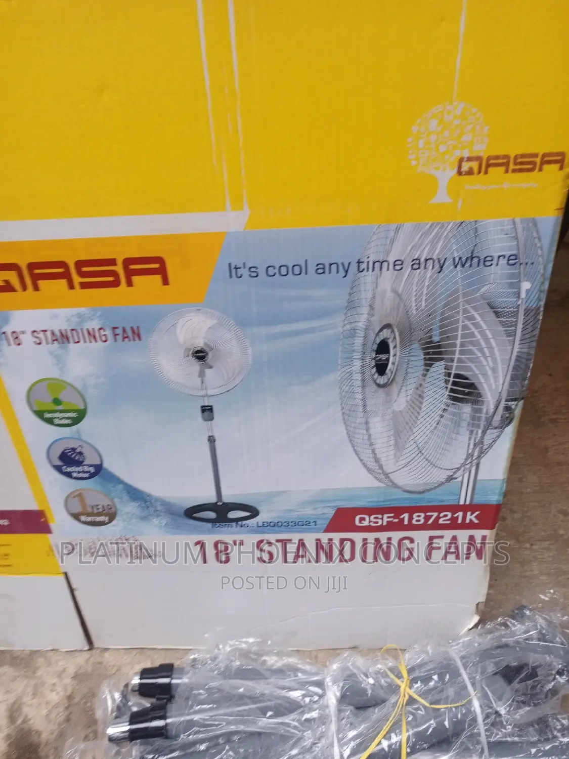 18" Qasa Standing Fan With Stainless Steel Blades