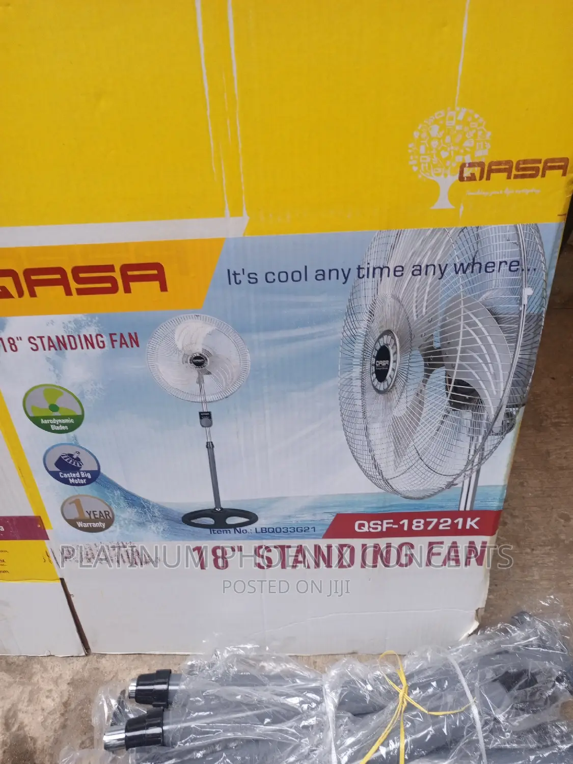 18" Qasa Standing Fan With Stainless Steel Blades